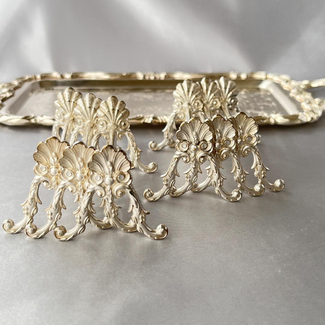 【仏蘭西】 シェルのナイフレスト / カトラリーレスト 6個【シルバープレート】