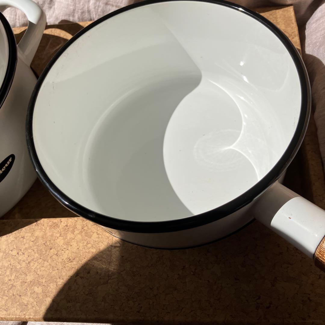 Ampuleur Basic ソースパン 両手鍋　2個　エジリー　琺瑯ホウロウ