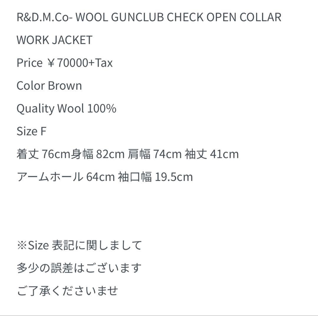 R&D.M.Co-WOOL チェックジャケット　24AW