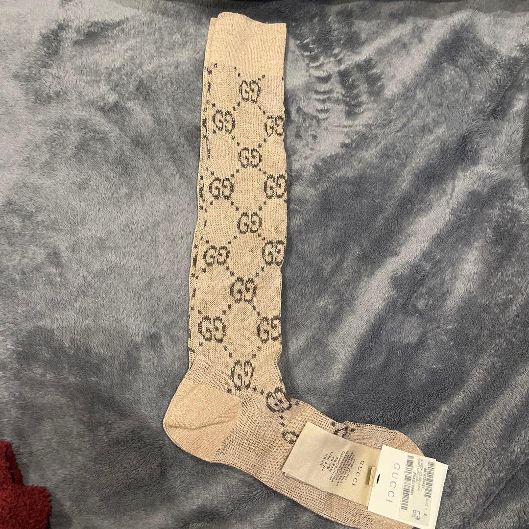 GUCCI 靴下　ソックス　S 総柄GG ロゴ　ラメ