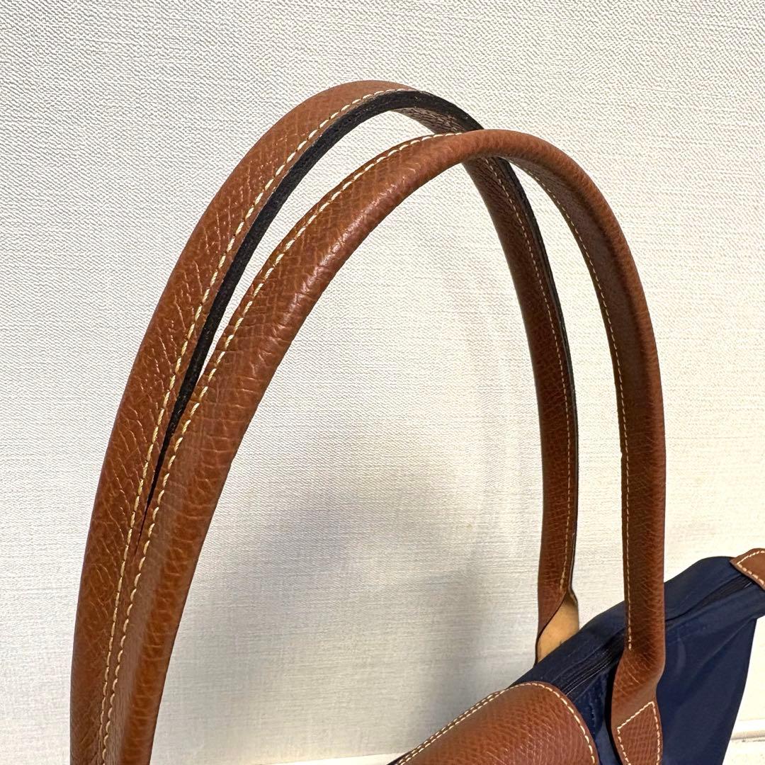 美品✨ロンシャン ル プリアージュ トートバッグ　ネイビー　Lサイズ　ロング