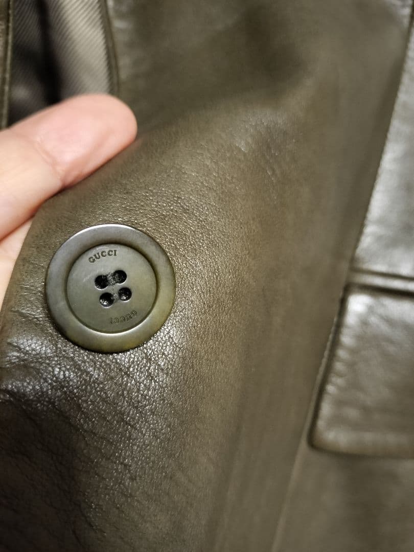ヴィンテージGUCCI グッチダークグリーン レザー ジャケット42
