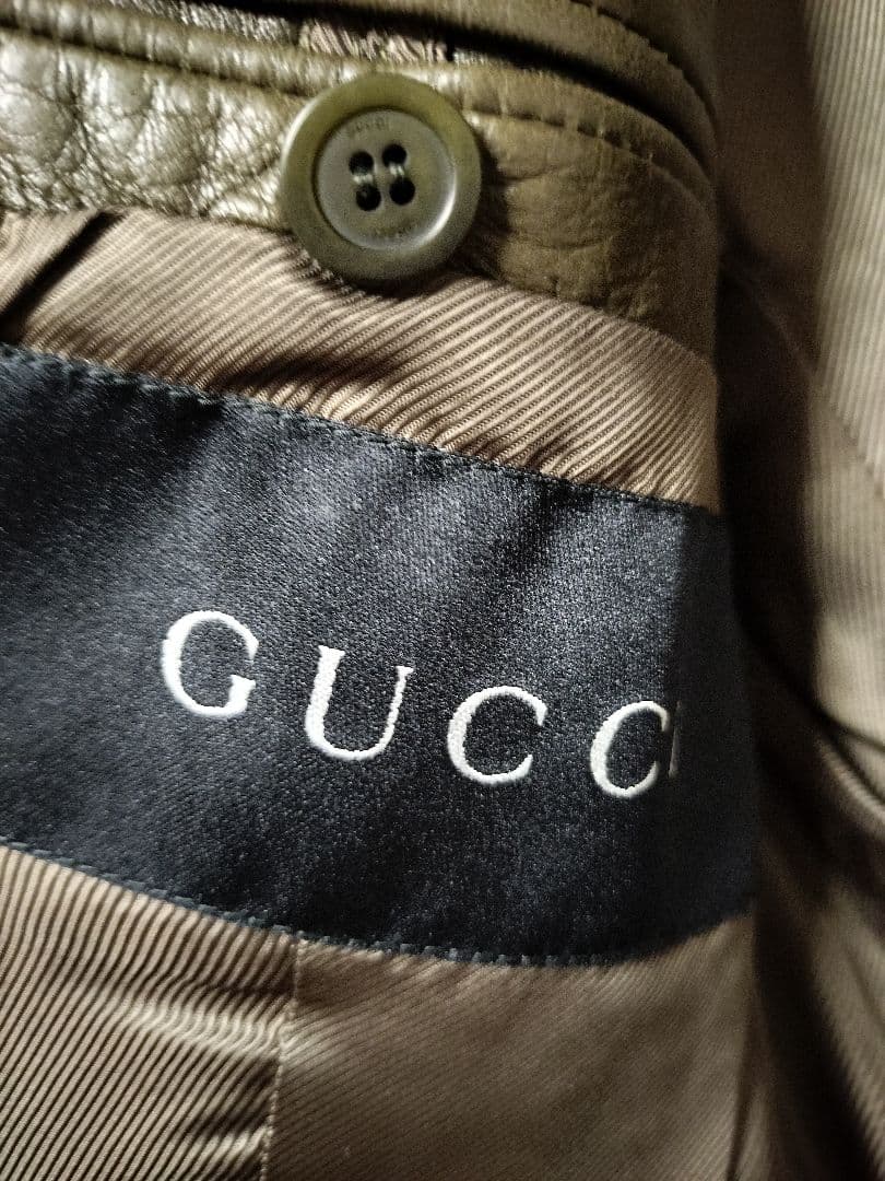 ヴィンテージGUCCI グッチダークグリーン レザー ジャケット42
