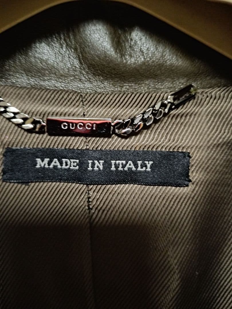 ヴィンテージGUCCI グッチダークグリーン レザー ジャケット42