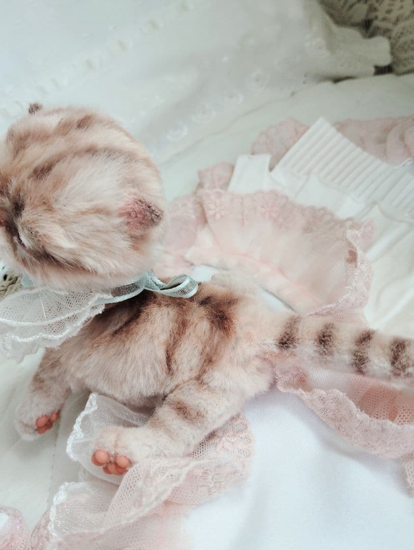 生後２０日♡トラ柄子猫ちゃん♡お昼寝セット♡アートドール♡ぬいぐるみ♡