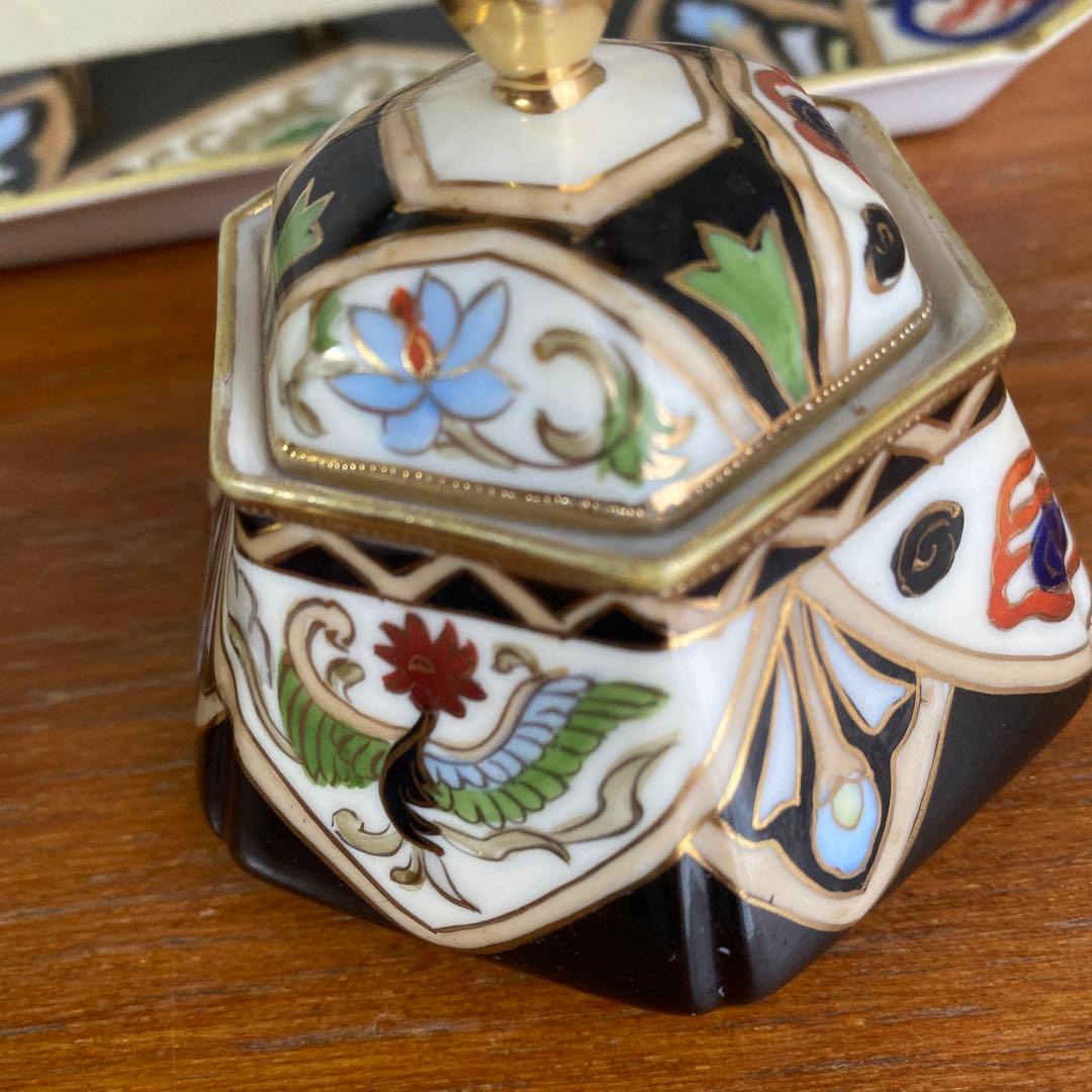 英国 里帰り オールドノリタケ ドレッシングテーブルセット マルキ印 金盛り