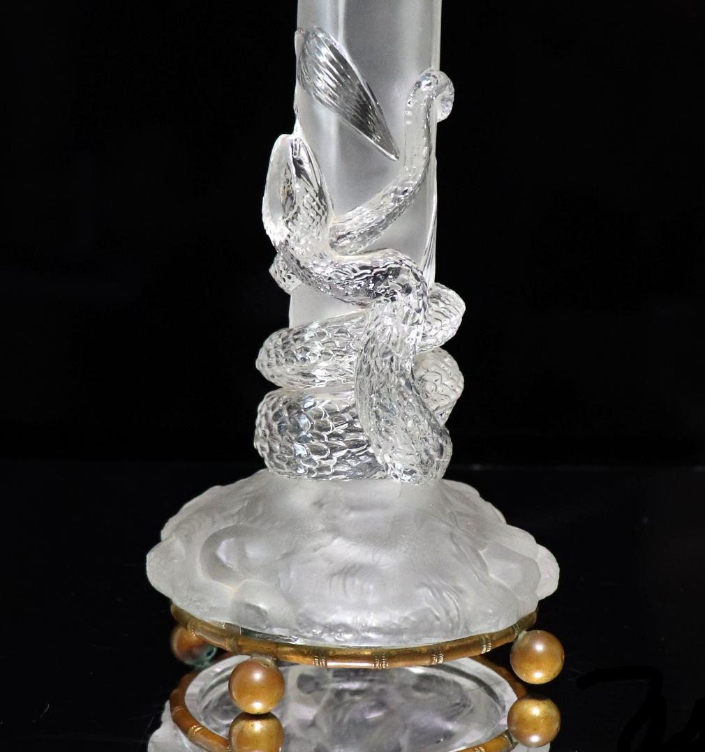 オールド・バカラ 1878年頃 ジャポニスム 花瓶 蛇と昆虫 ブロンズ装飾