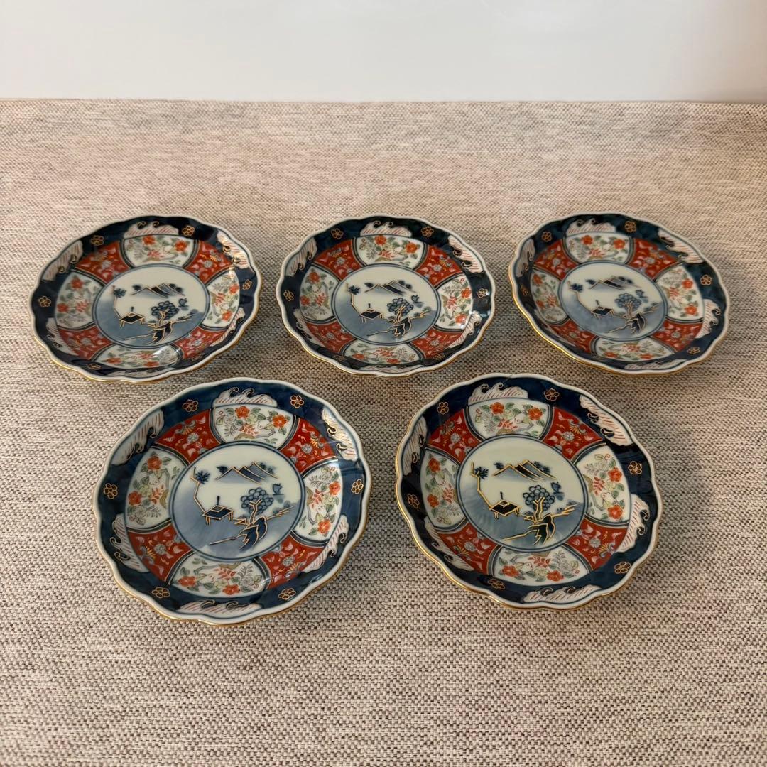 伊万里鍋島焼 瀬兵窯　古伊万里藤花　小皿　5枚