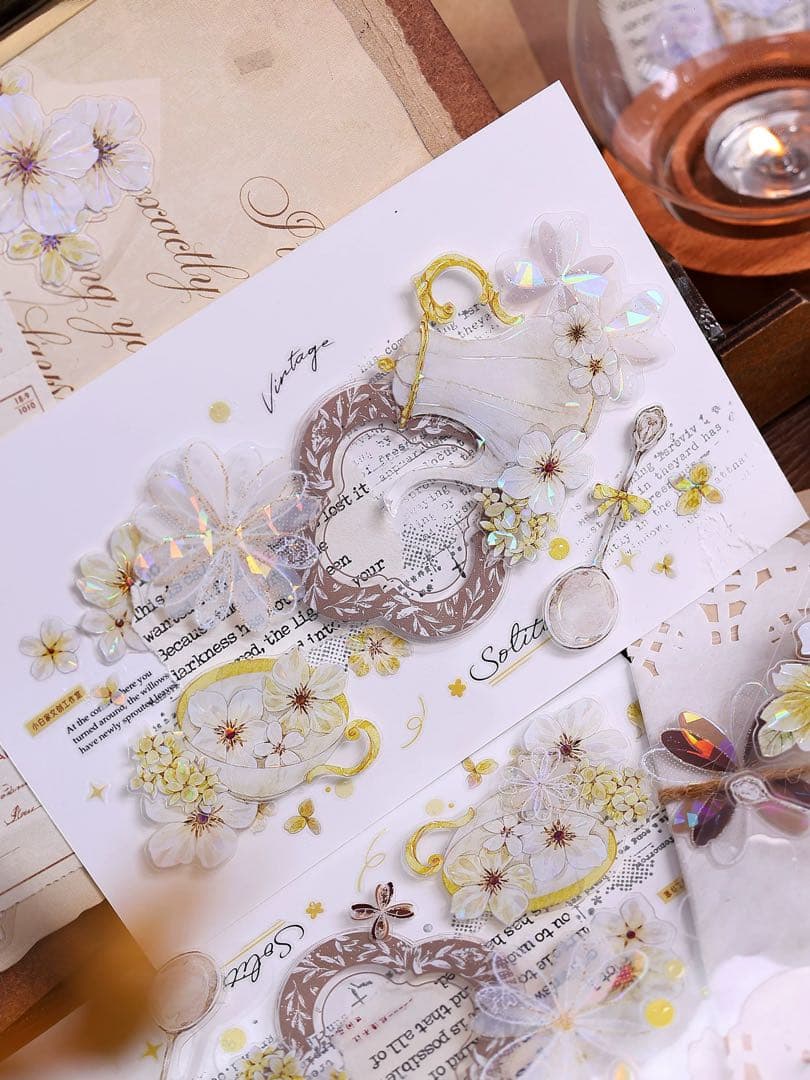 小白家文創《盏中花》海外マスキングテープ マステ 【2761】