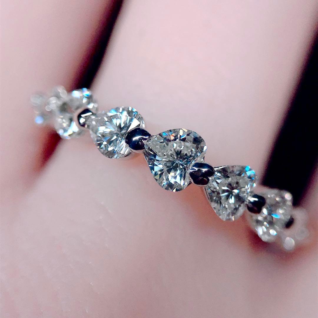 1.00ct ハートシェイプ ハーフエタニティ ダイヤモンドリング PT900