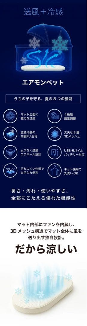 AIRMON Pet 冷却マット ファン付き