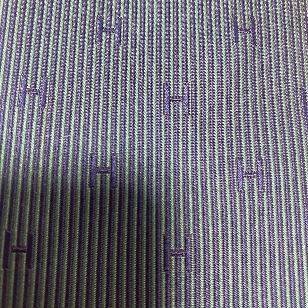 HERMES ファソネ H柄 シルクネクタイ グリーン系　エルメス　希少 ロゴ