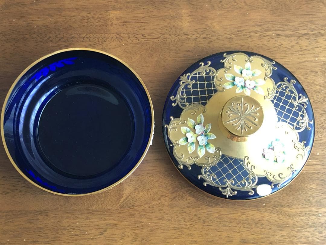 蓋つきチュリーン ☆ ボヘミアングラス ジャスミンコバルト