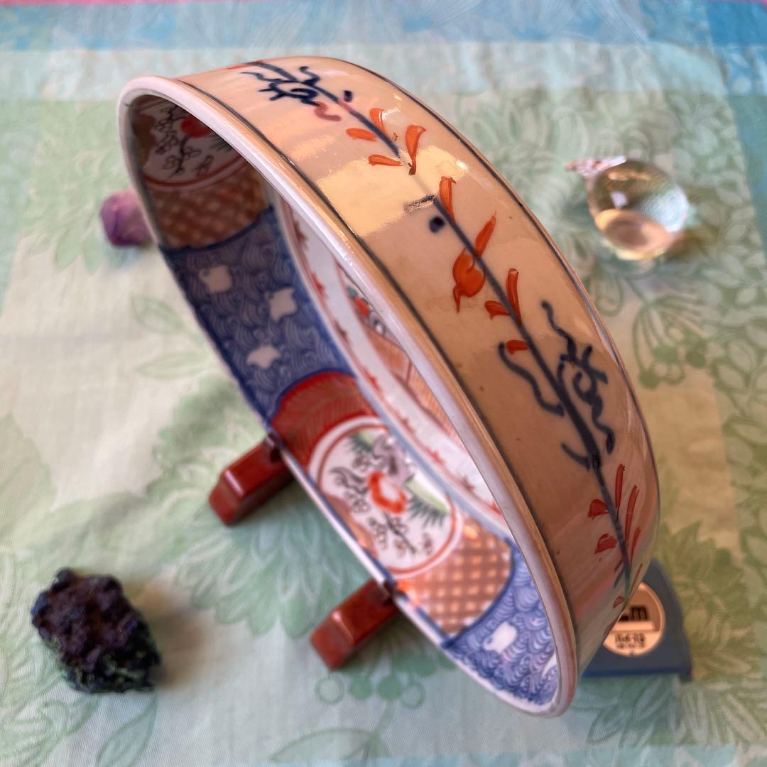 幕末明治　金彩　色絵　染付　印判　深鉢