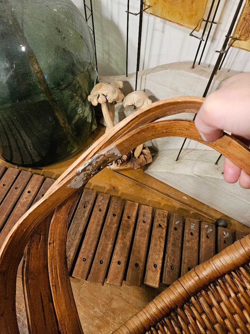 籐　竹　バスケット　かご　中国　柳籠　古民具　昭和レトロ　ヴィンテージ　アンティ