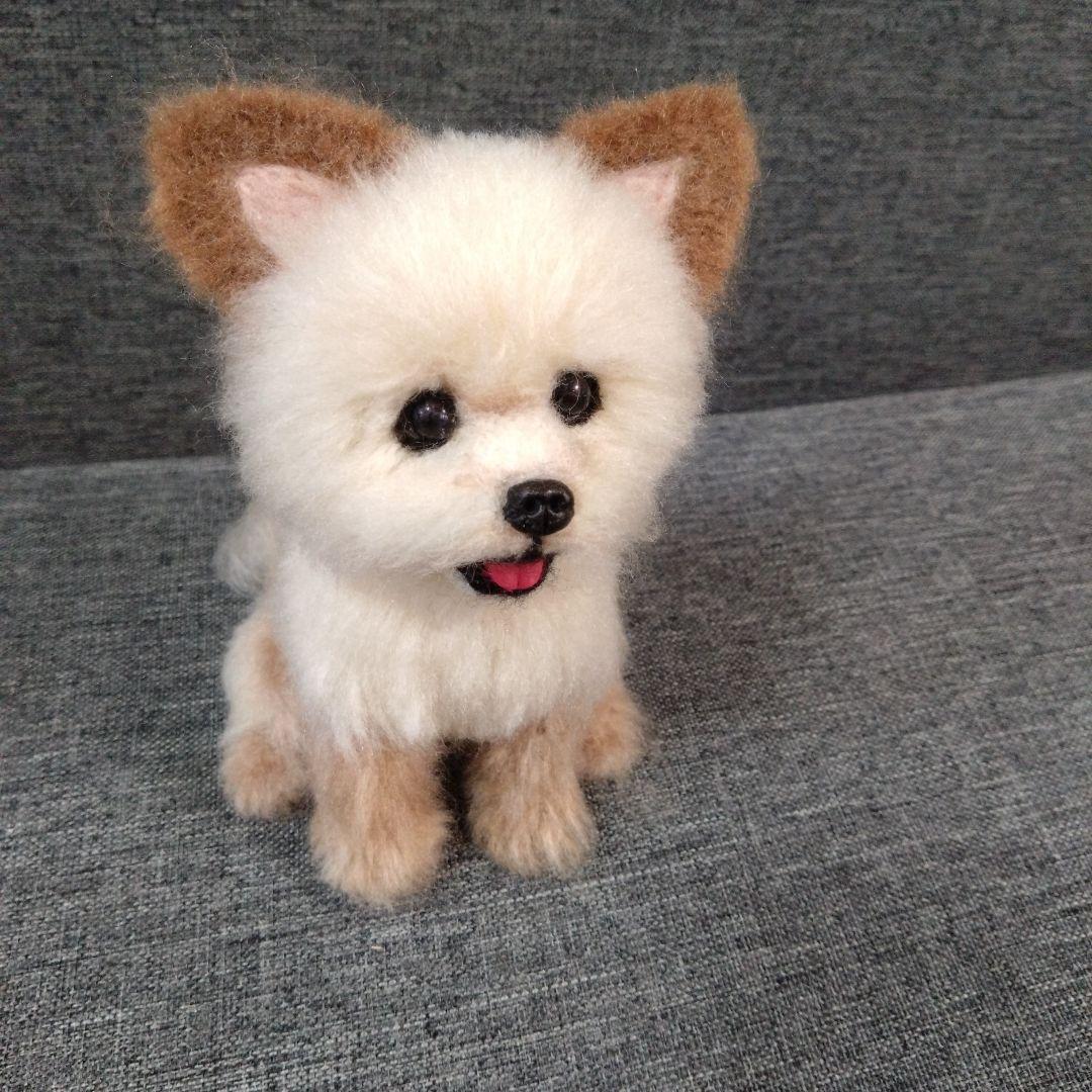 chama　羊毛フェルト＋毛糸　MIX　犬　ハンドメイド