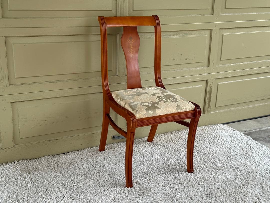 【ダイニングチェア】リージェンシー様式　サーベルレッグ　象嵌細工　サロンチェア