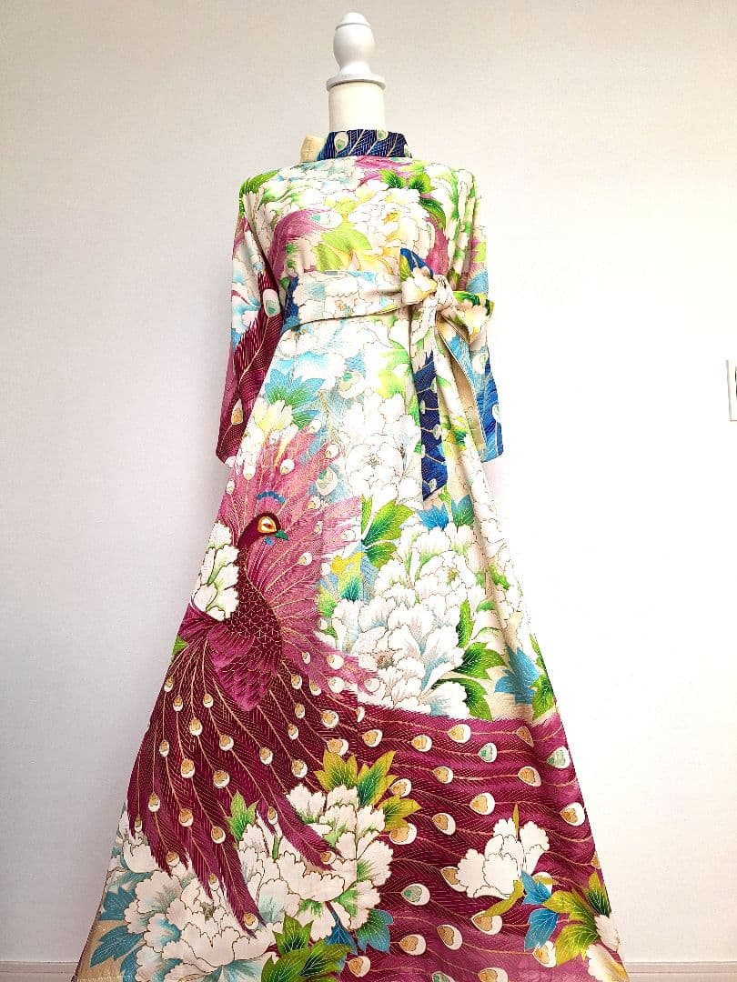 着物リメイクワンピース3606