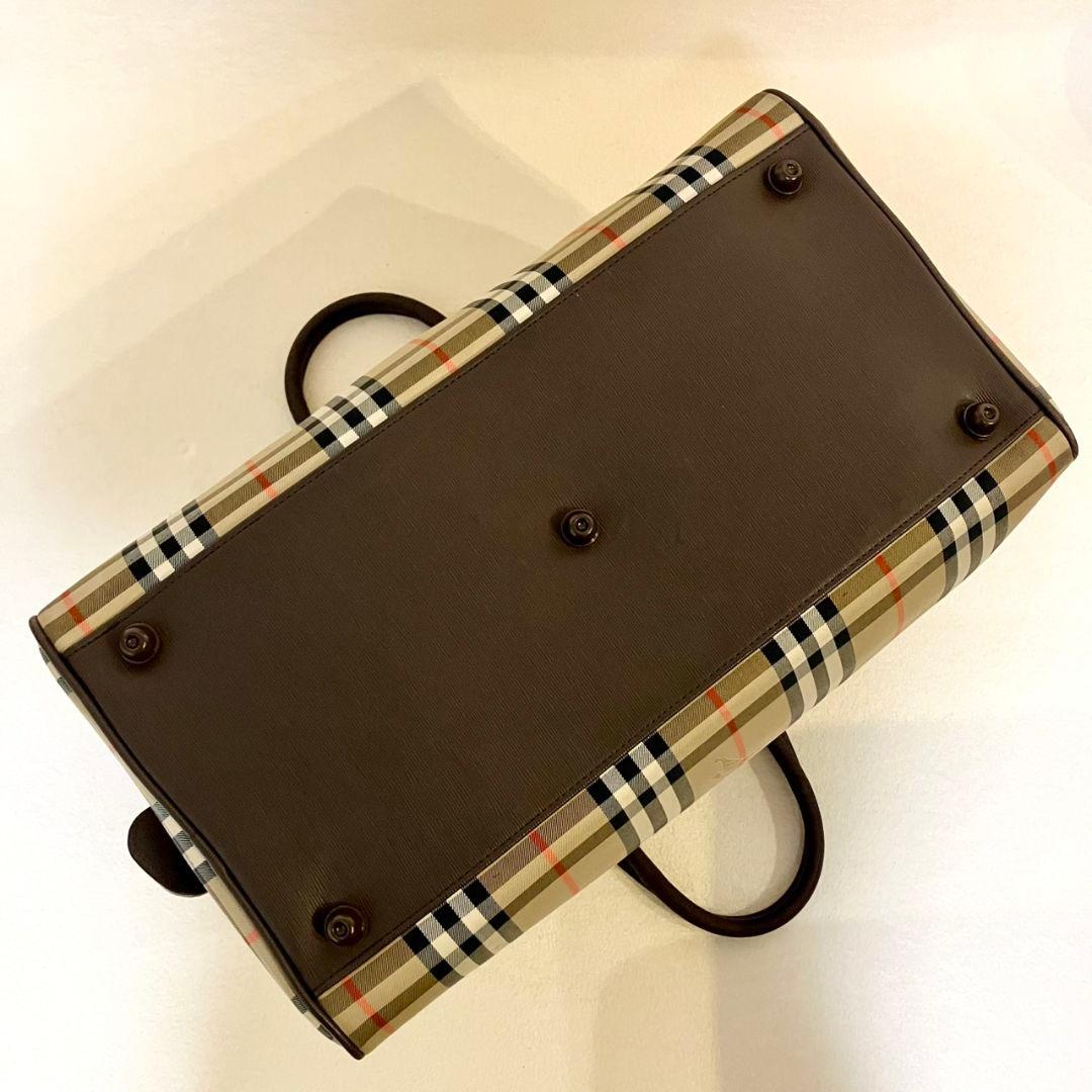 美品 バーバリー ボストンバッグ レザー キャンバス シャドーホース