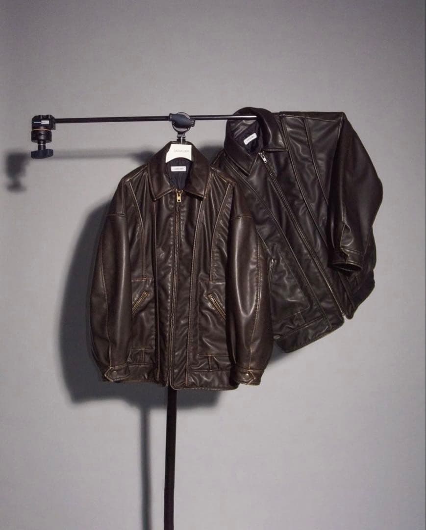 LAGUA GEM フェイクレザーヴィンテージジャケ ット　ブラック