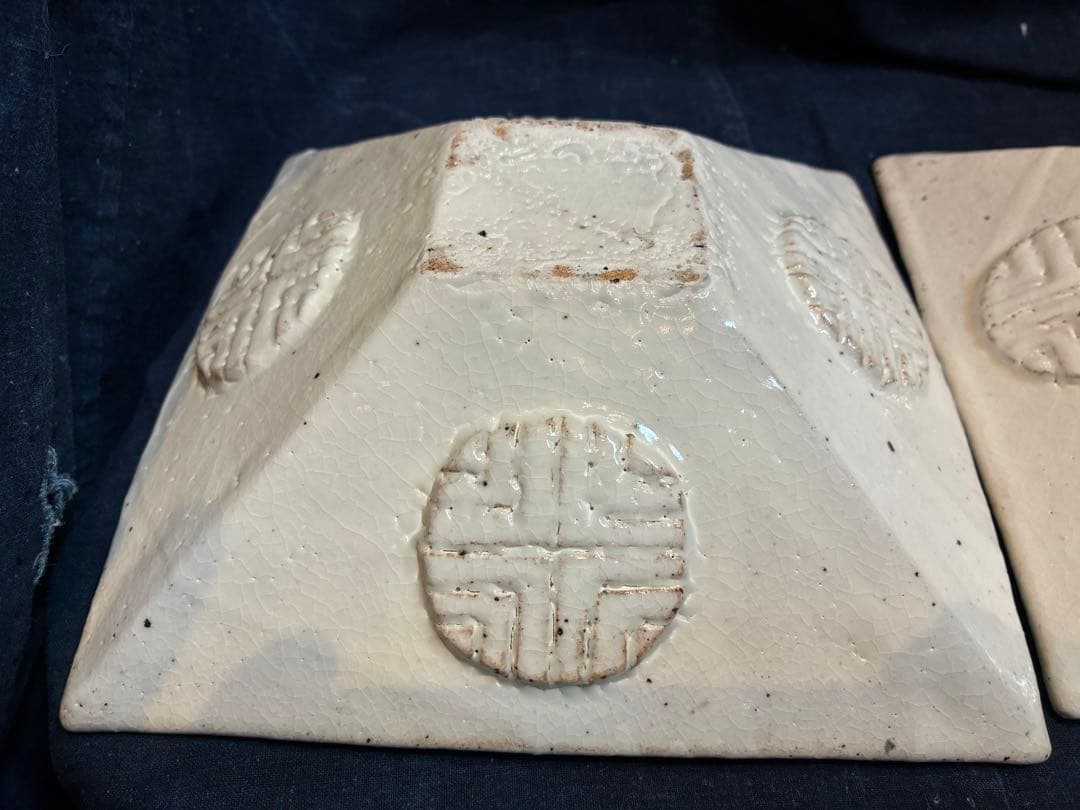 岩谷窯　山本教行　民藝　地釉角皿2枚　傷無し　20×20.5センチ￼ 鳥取民藝