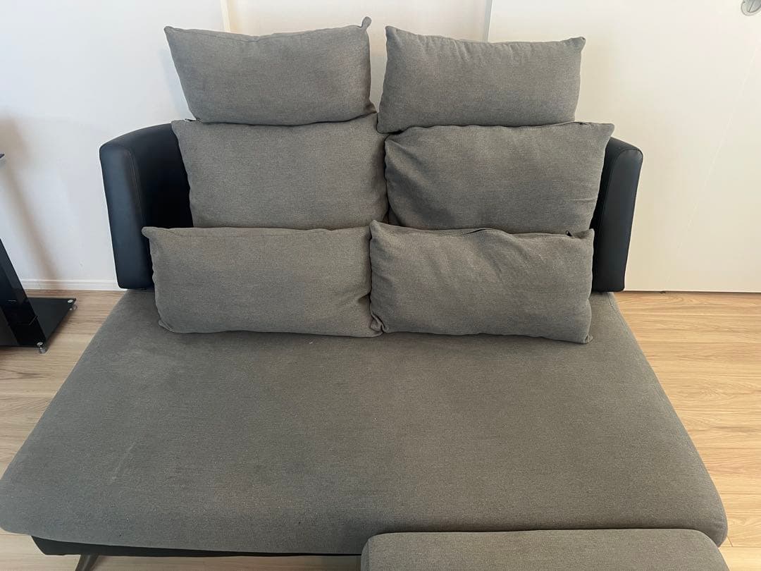 【にこにこ】ニトリ2人用布張りソファ (ポーション2KD GY)