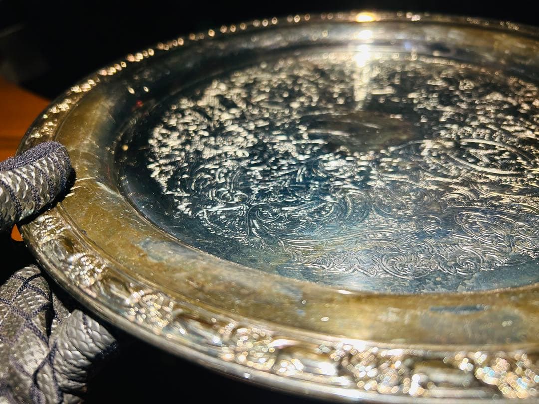 USAアンティーク】 シルバープレート　大皿　トレー　トレンチ