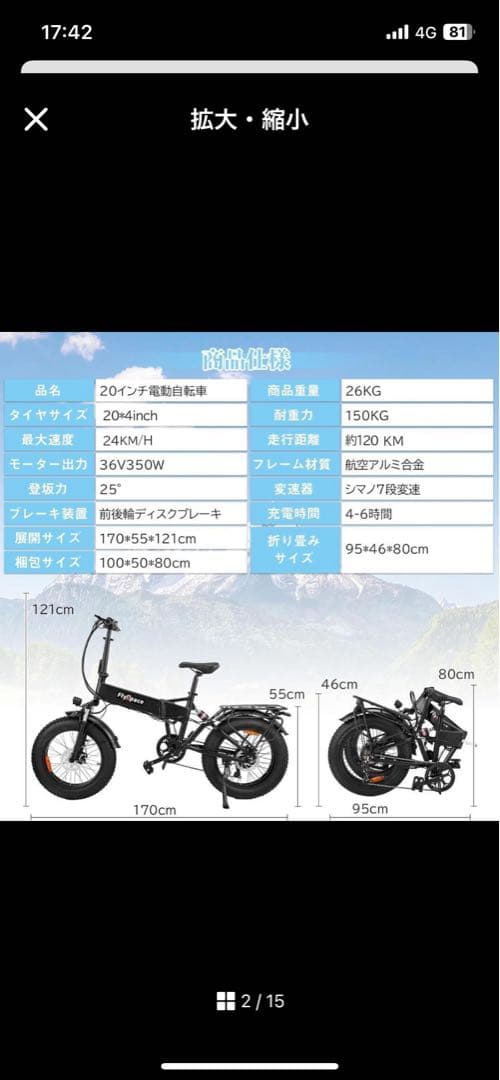 Flyfish Flyspace電動アシスト自転車 ブラック 引取り限定