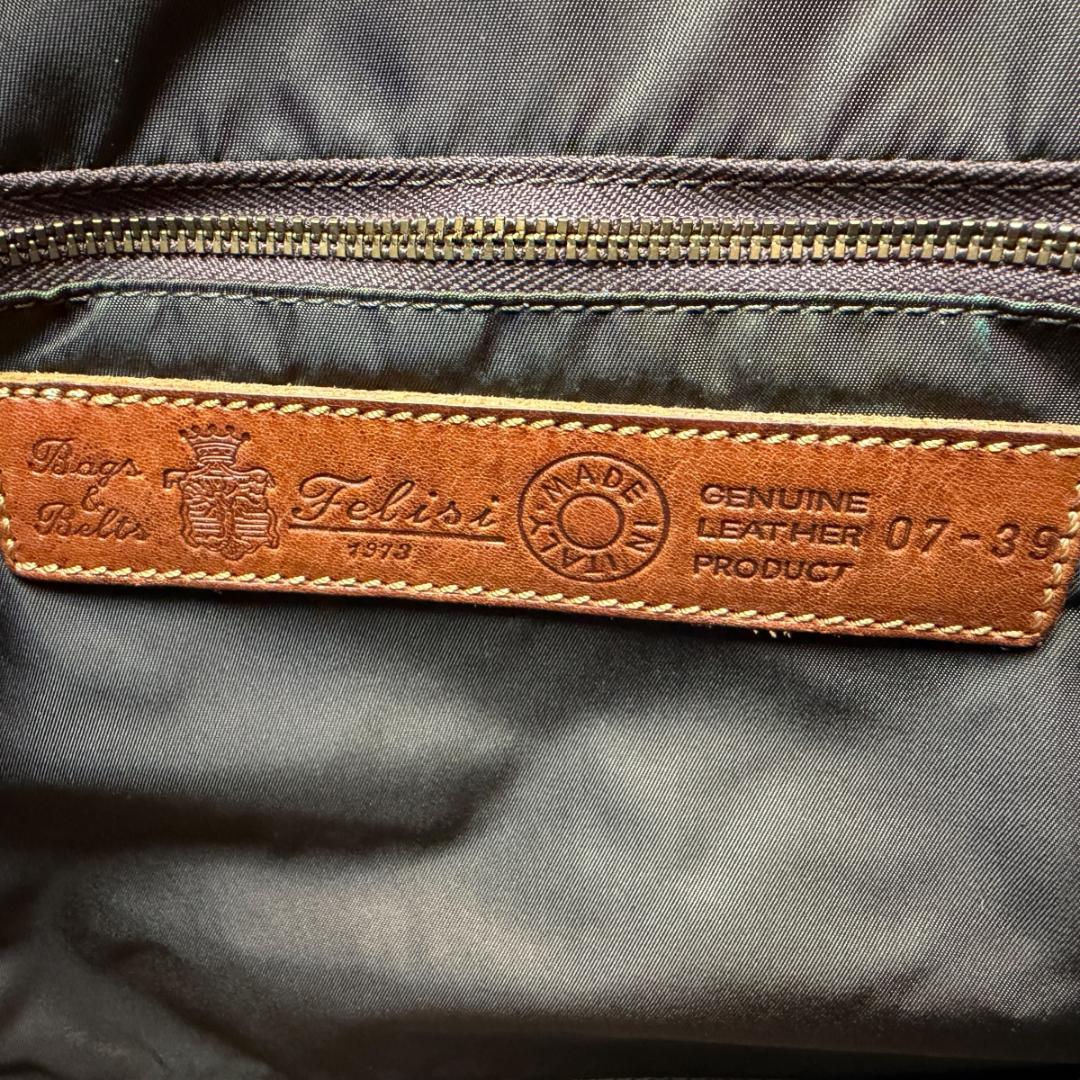美品 Felisi 3411 トートバッグ 肩掛け A4可 ロゴプレート カーキ