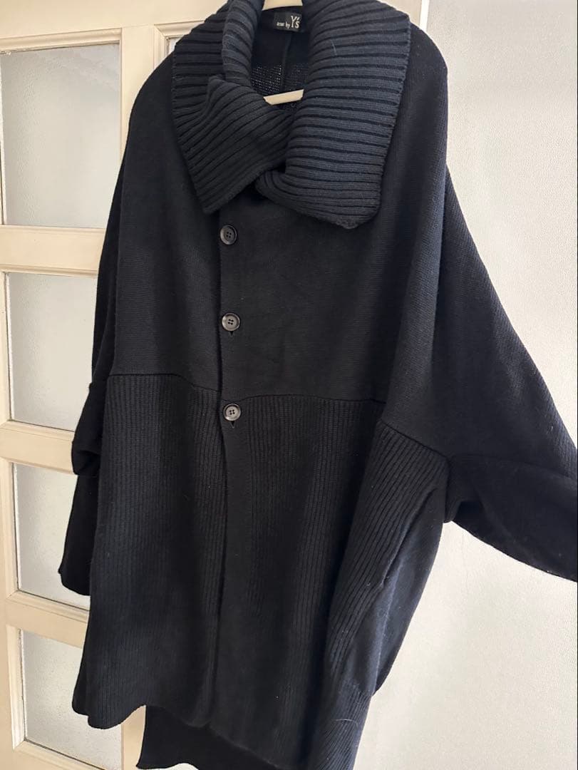 RISMAT by Y's ヨウジヤマモト 異素材切替 ニットコート 黒
