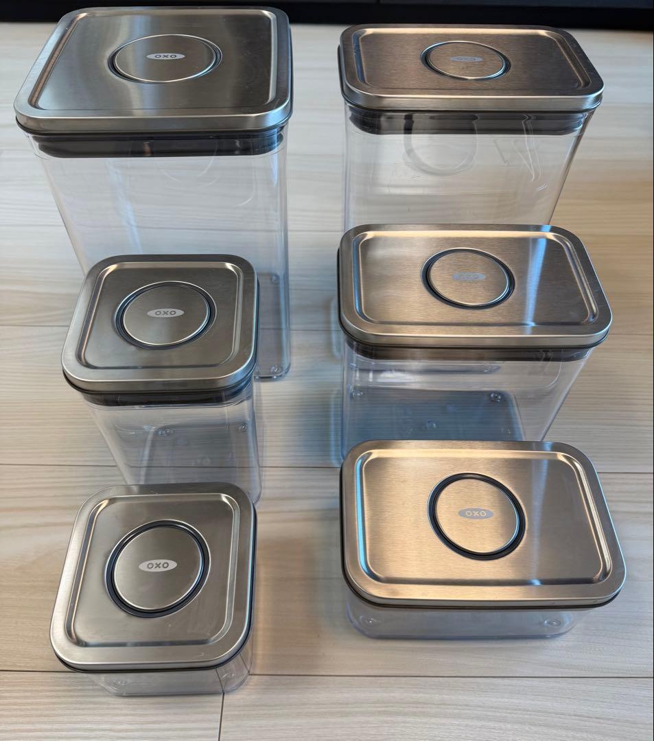 美品】OXO オクソー コーヒー&ティーポップコンテナ レクタングル食品保存容器