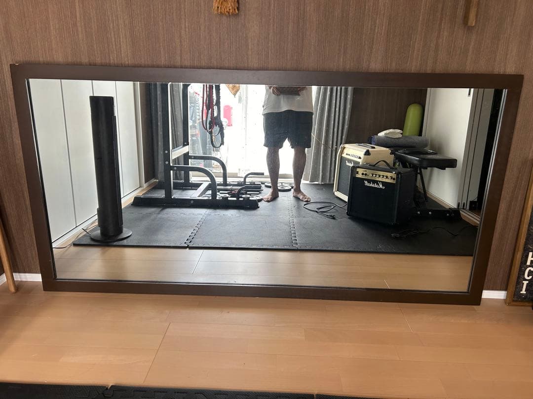 全身 アンティーク調 天然木製 ウッド 大型 立て掛け 転倒・飛散防止加工