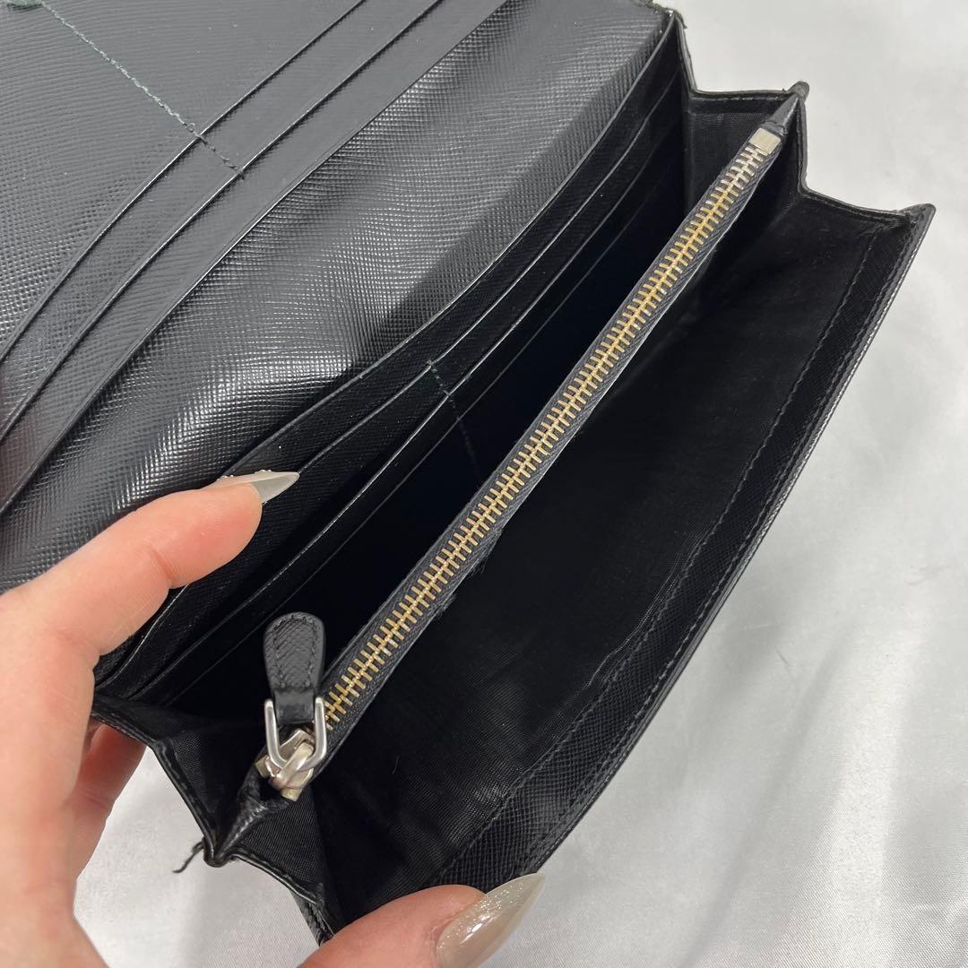 PRADA プラダ　サフィアーノレザー長財布　三角ロゴ　ブラック