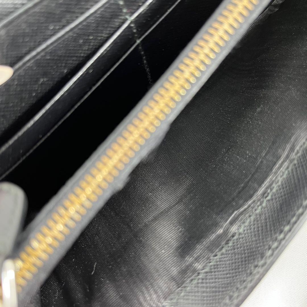 PRADA プラダ　サフィアーノレザー長財布　三角ロゴ　ブラック