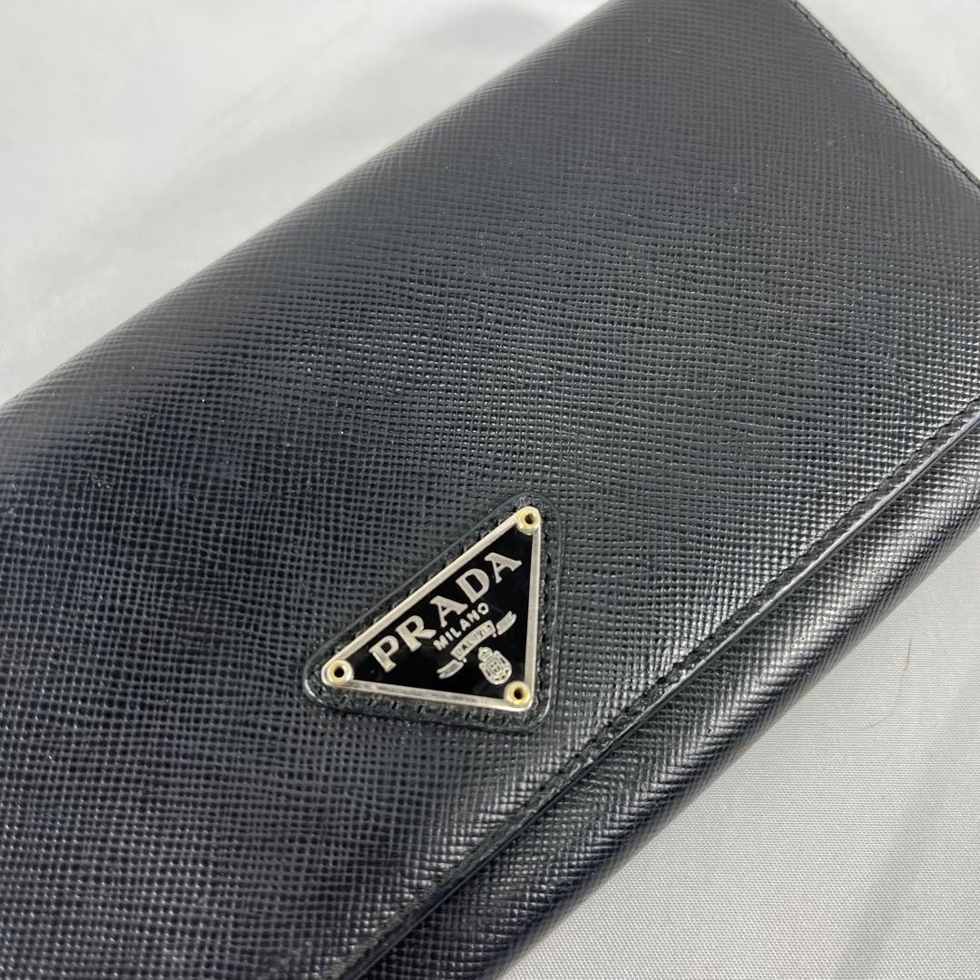 PRADA プラダ　サフィアーノレザー長財布　三角ロゴ　ブラック