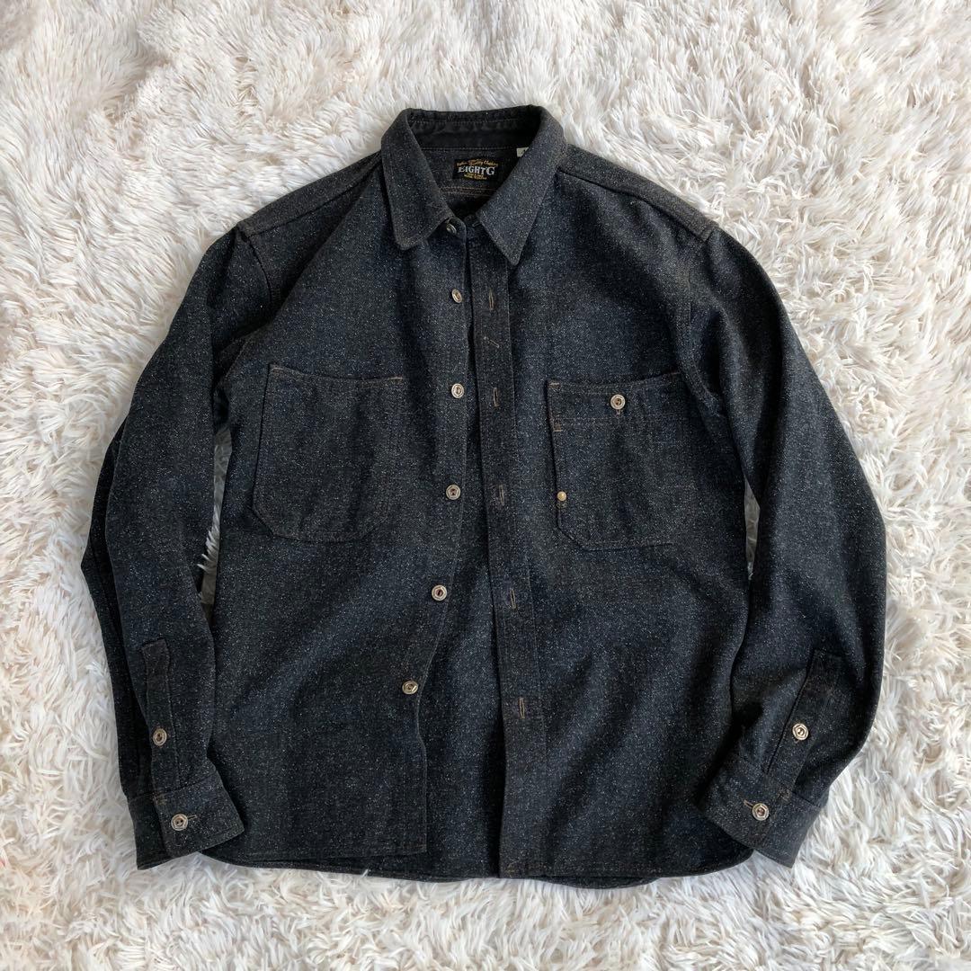 Eight g エイトジー　デニムシャツ　40　ブラック　ブルー
