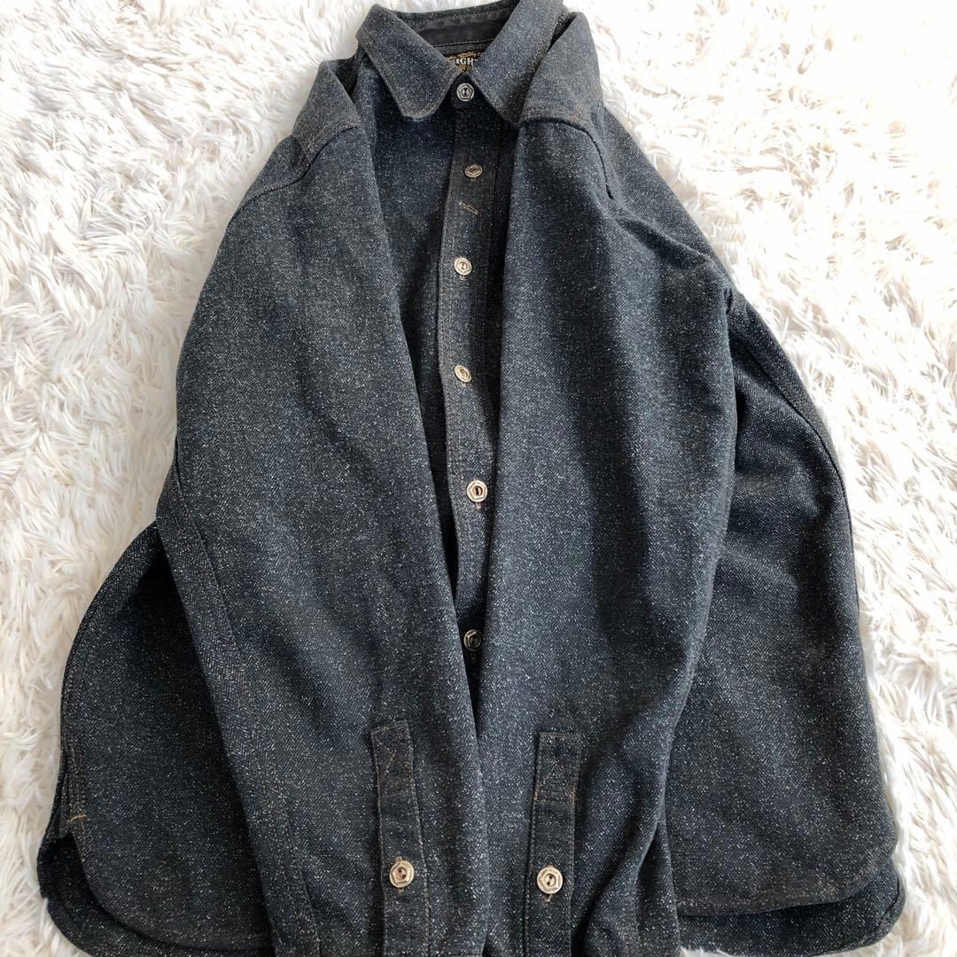 Eight g エイトジー　デニムシャツ　40　ブラック　ブルー