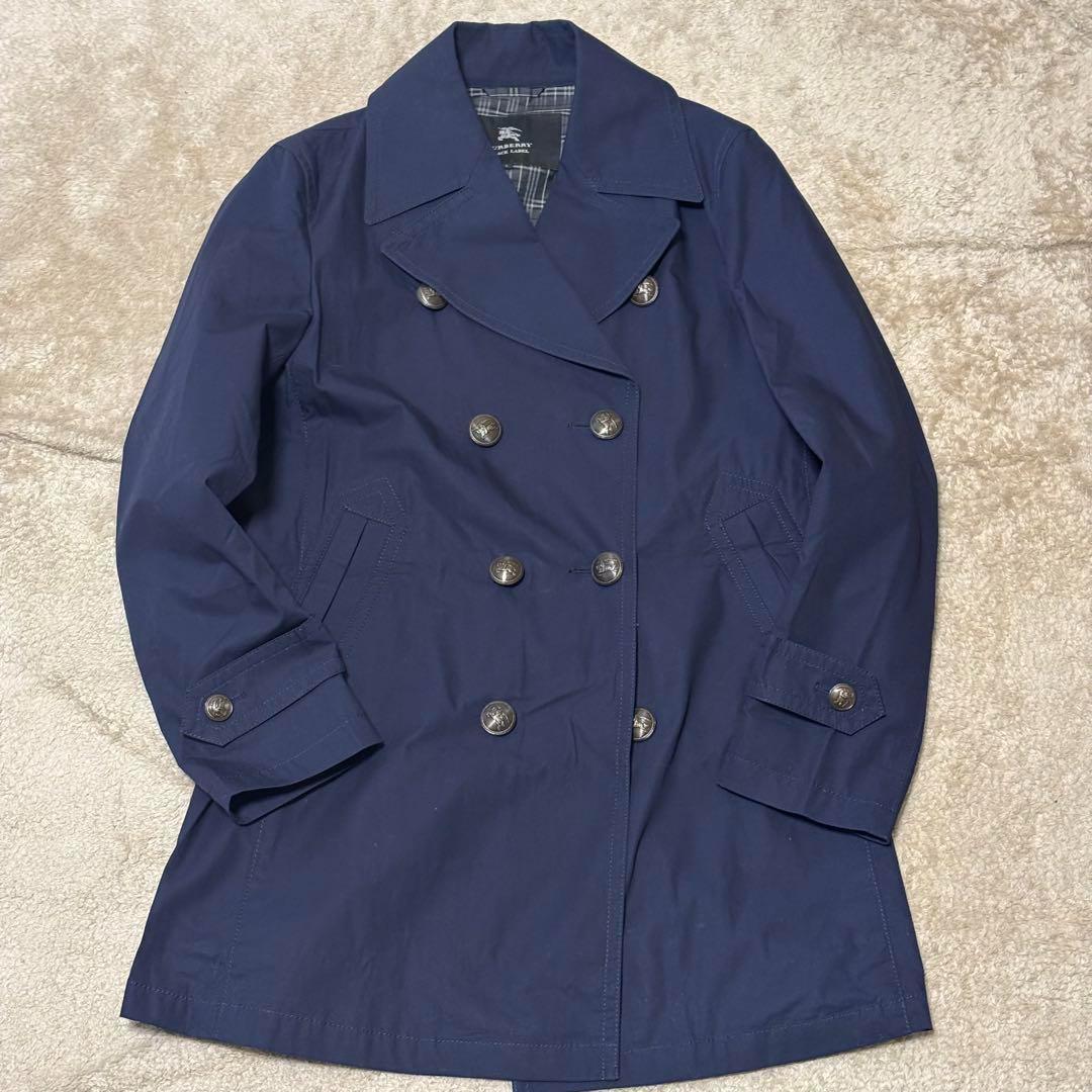 新品タグ付 バーバリーブラックレーベル ダブル ピーコート チェック