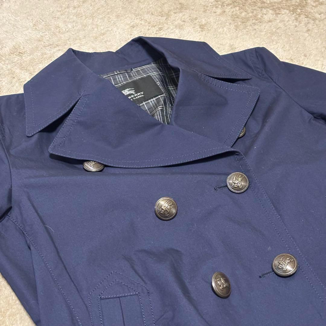 新品タグ付 バーバリーブラックレーベル ダブル ピーコート チェック