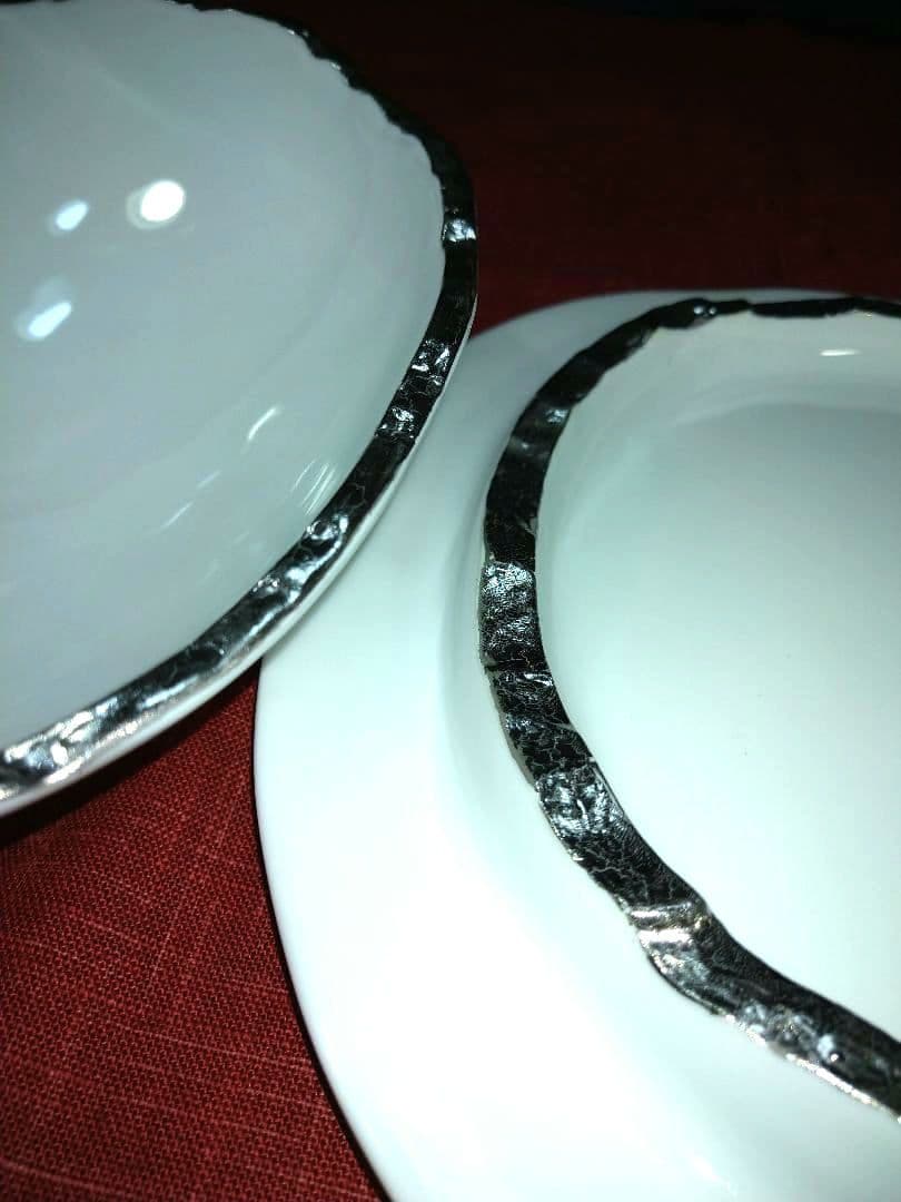 ♥高級レストラン・ホテル風・ディスプレ用⬛銀彩【蓋付きドーム型・デザイン３皿】