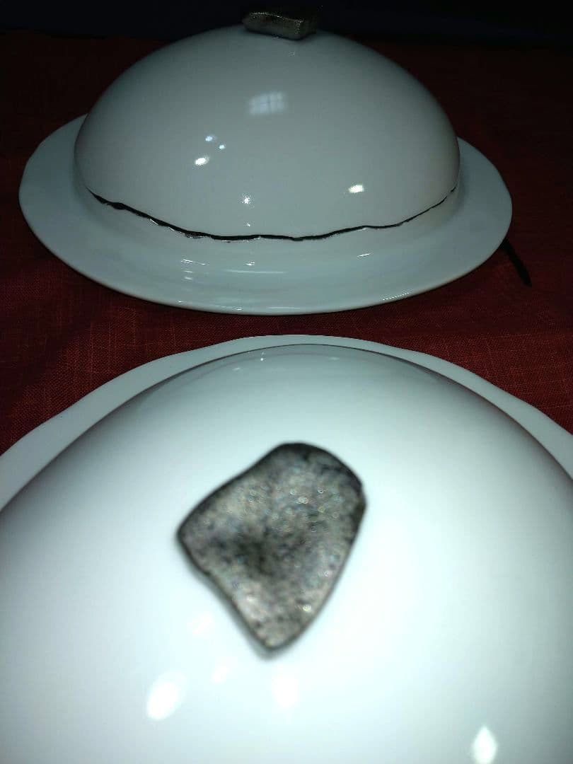 ♥高級レストラン・ホテル風・ディスプレ用⬛銀彩【蓋付きドーム型・デザイン３皿】