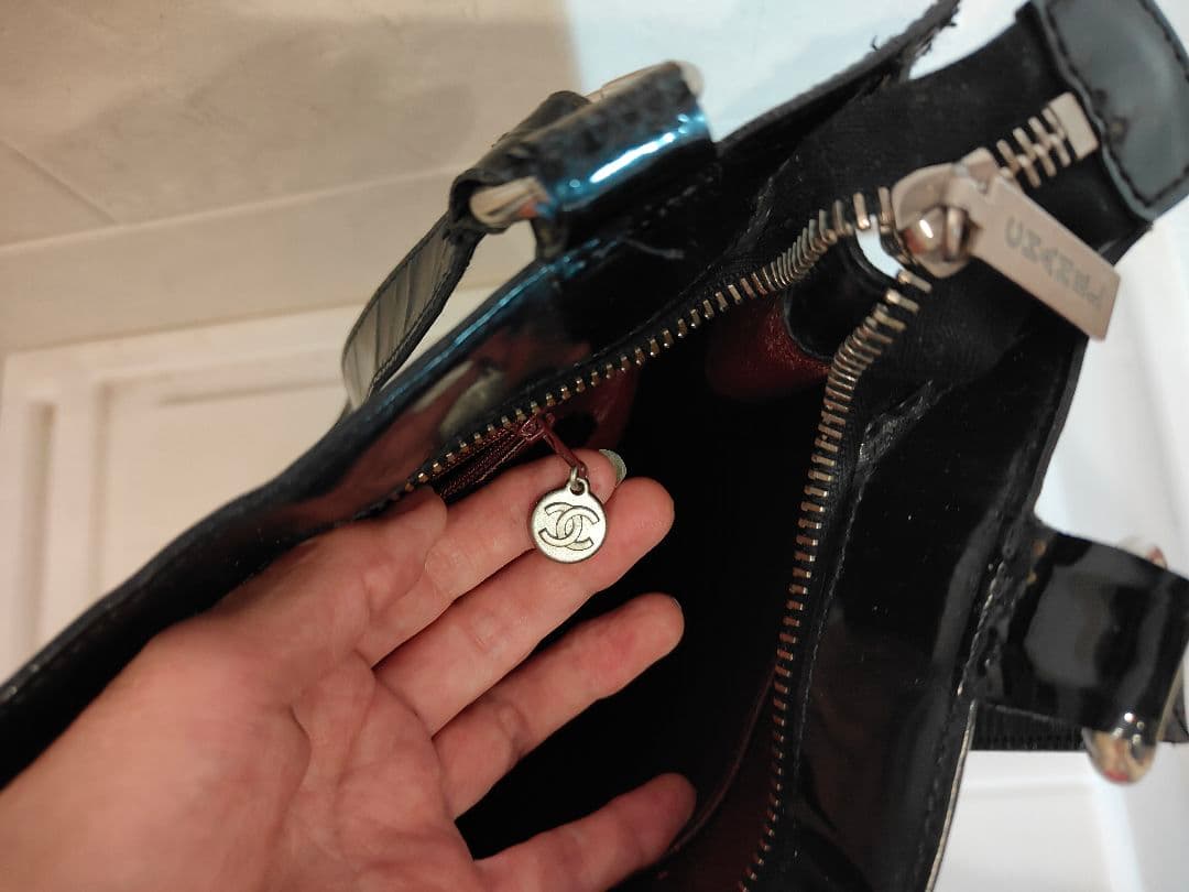 太陽様　CHANEL シャネル ブラックレザー トートバッグ ショルダーバッグ