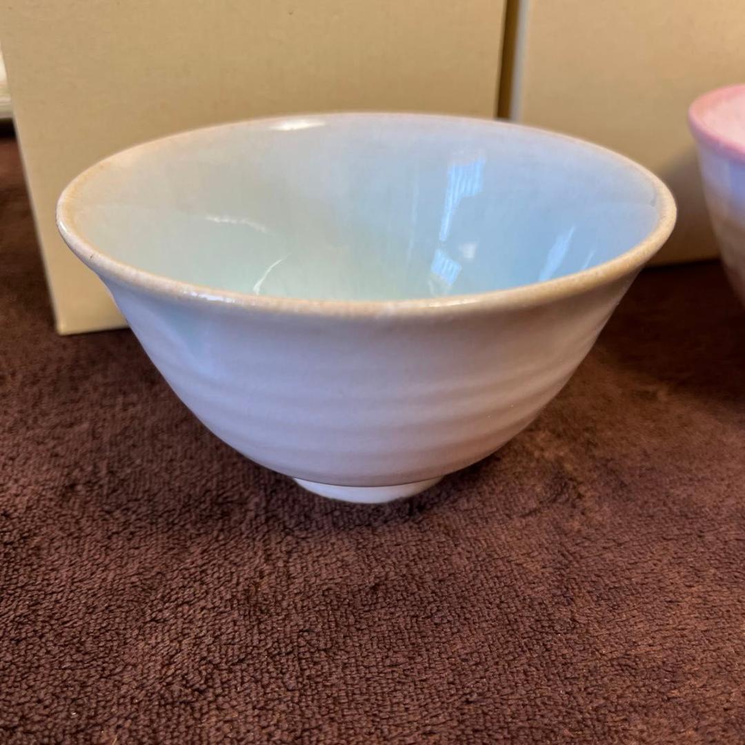 新品　萩焼　天龍窯　飯茶碗　ソライロ、モモイロのペア