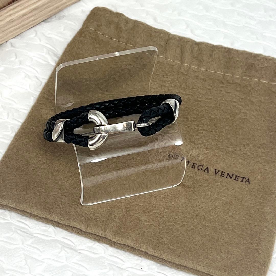 ✨極美品✨ボッテガ・ヴェネタ イントレチャート　レザーブレスレット　SV925