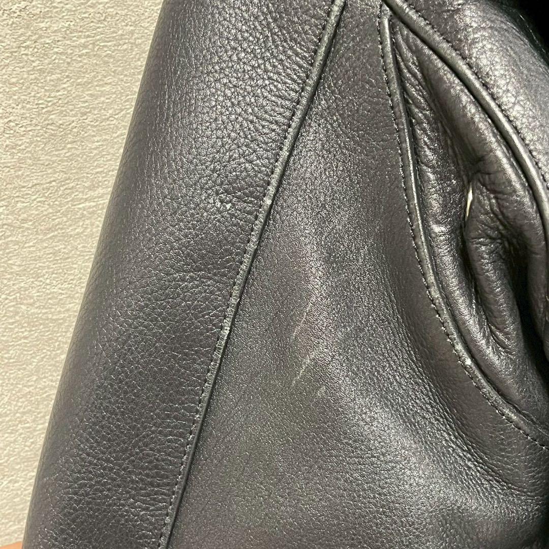 FREEDOM　牛革　シングルライダースジャケット　黒　サイズ32(S-SS)