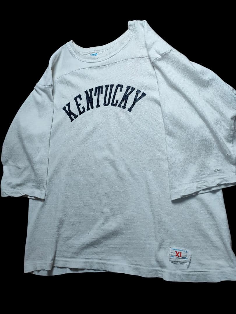 70s Champion フットボールT XL ビンテージ 綿100 ホワイト