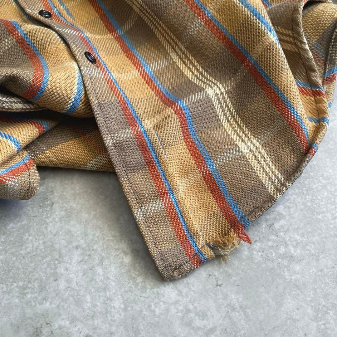 ド渋な配色70s 80s FIVE BROTHER ネルシャツ USA製 2XL