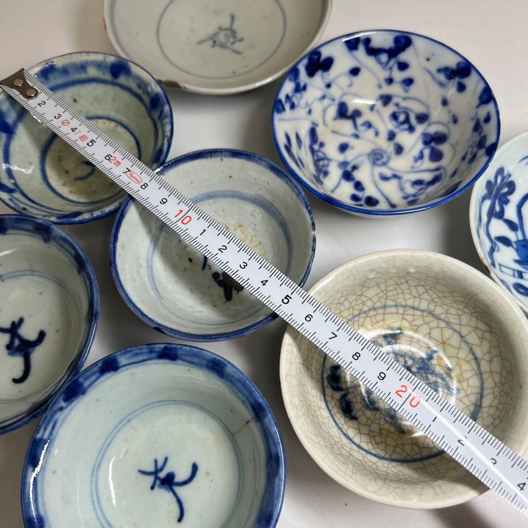 中国清時代　新渡青花盃色々　口径約7.5~10.3㎝　東Y7-1223①タルサ