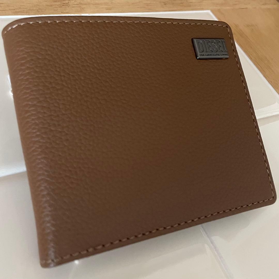 【◎です】 ディーゼル ロゴ レザー 本革 折り財布　ブラウン