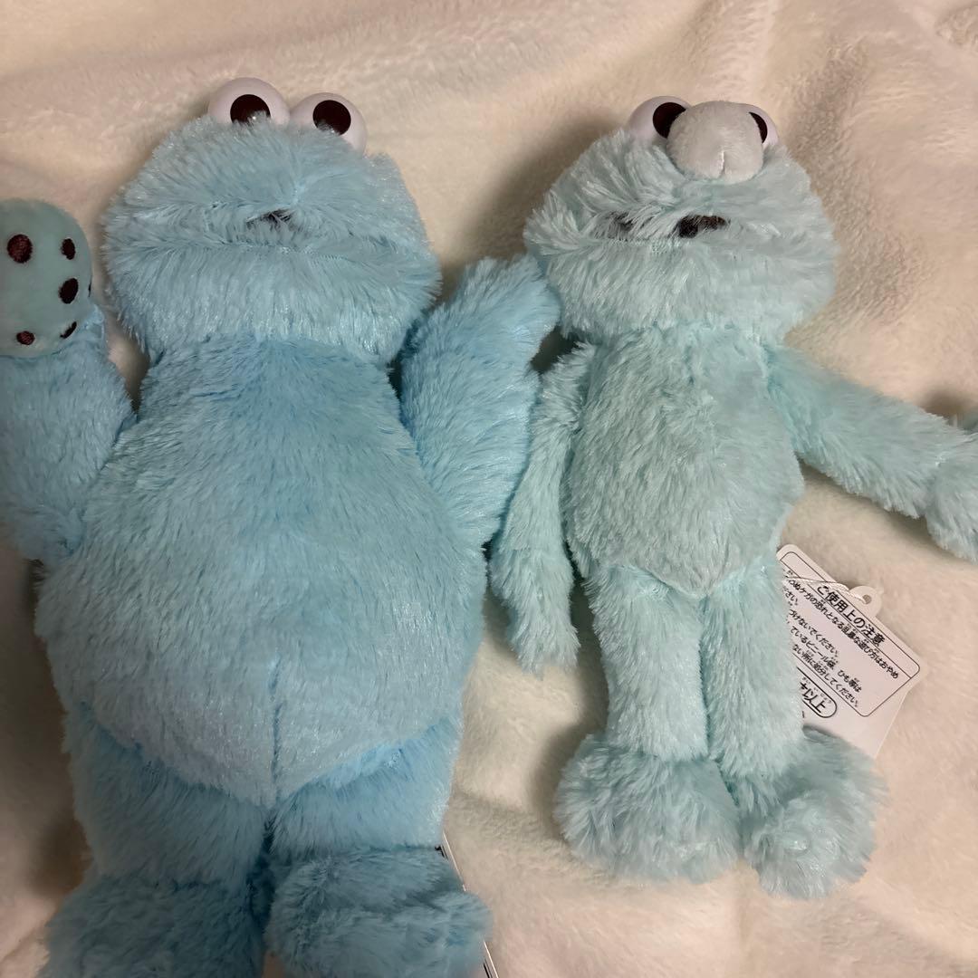 セサミストリートマーケット　エルモ　クッキーモンスター　ぬいぐるみ　ミントブルー